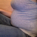 Weight Gain - chubby belly play in tight jeans and tank top