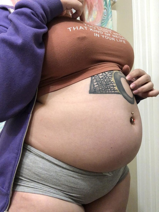 Months pregnant squeezing titty milk photo