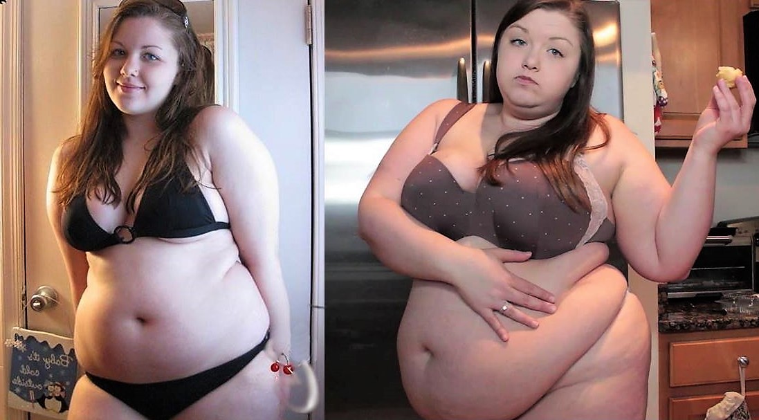 Bloated asian showing weight gain