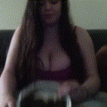 08. CUTE CHUBBY GIRL EATING GIANT OREO COOKIE AND RUBBING BIG TUMMY