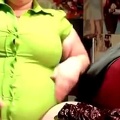 SSBBW Amber Crystal - Tight green shirt stuffing