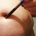 Sticking a pen in my deep belly button
