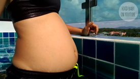 Food baby at the pool
