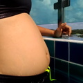 Food baby at the pool