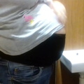 My belly after eating a huge hamburger meal. Food baby