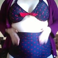 Fat girl belly play in bikini..