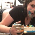 Stuffing my face with cake