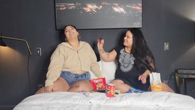 Fat Girls Eating and Rubbing Bellies