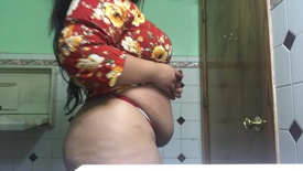 Sneaking away to bathroom to show off bloat