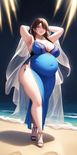 colorful vivid pastel solo1girl full body standing belly detailed navel legs covered with fat rolls thick thighs thick legs skindentation light smile arms o s-161944453